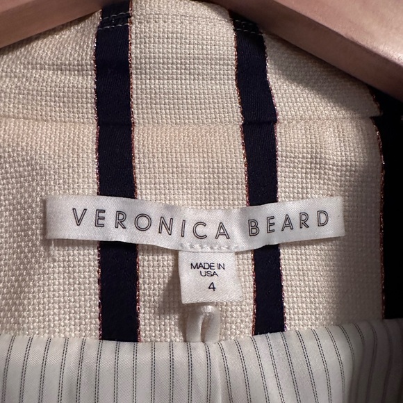 Veronica Beard Blazer Cream and Navy stripped size 4 - Picture 2 of 2